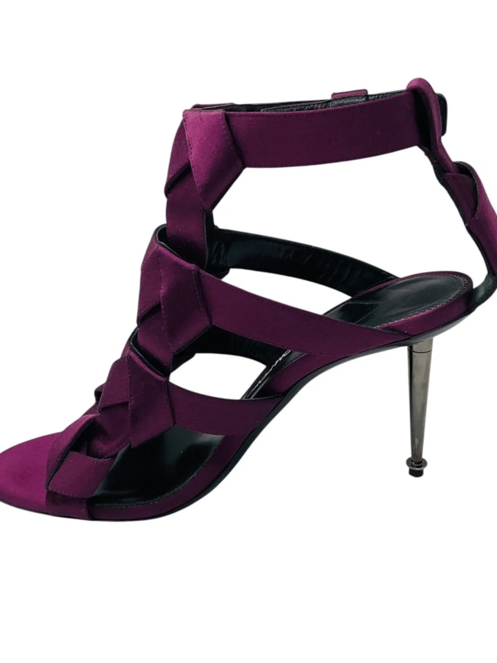 TOM FORD PURPLE KNOT DETAIL SATIN CAGED SANDALS